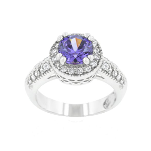 Icon Bijoux R08226R-C20-06 Dark Purple Halo Engagement Ring