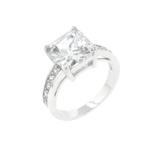Icon Bijoux R08023R-C01-10 Classic Princess Cut Raised Pave Engagement Ring