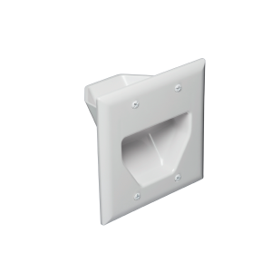 DataComm Electronics 45-0002-WH 2-Gang Recessed Cable Plate White
