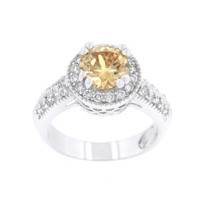 Icon Bijoux R08226R-C72-05 Champagne Halo Engagement Ring
