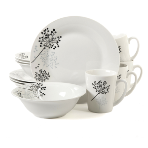 Gibson 9169812 Home Netherwood 12 Piece Dinnerware Set  White