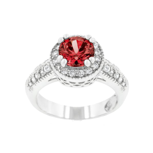 Icon Bijoux R08226R-C13-05 Garnet Halo Engagement Ring