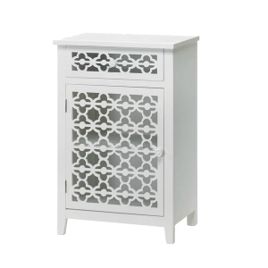 Accent Plus 10015874 Die Cut White Wood Cabinet with Pullout Drawer