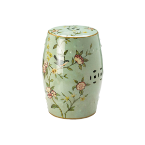 Accent Plus 10017921 Floral Ceramic Decorative Stool or Side Table