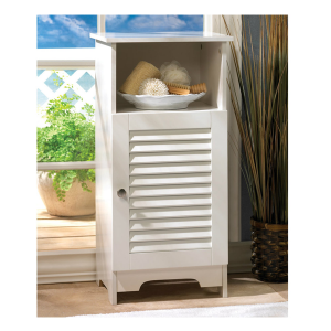Accent Plus 14707 White Slatted Cabinet with Shelf