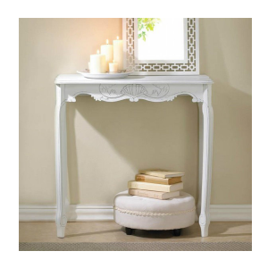 Accent Plus 15216 Wood Scallop Detail Hall Table White