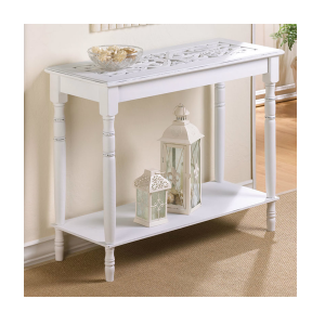Accent Plus 34709 Distressed Look Carved Top Table