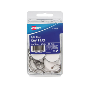 Avery AVE11025  Key Tags with Split Ring 1 1/4 dia White 50/Pack