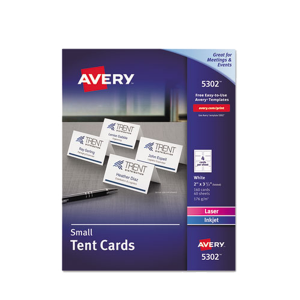 Avery AVE5302  Small Tent Card White  2 x 3 1/2 4 Cards/Sheet 160/Box