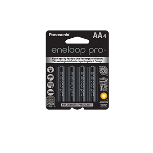 Panasonic BK-3HCCA4BA Eneloop Pro AA High Capacity Ni-MH Pre-Charged Rechargeable Batteries 4 Pack