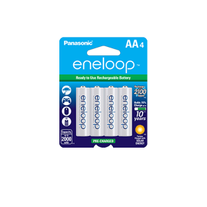 Panasonic BK-3MCCA4BA Eneloop AA 2100 Cycle, Ni-MH Pre-Charged Rechargeable Batteries 4 Pack