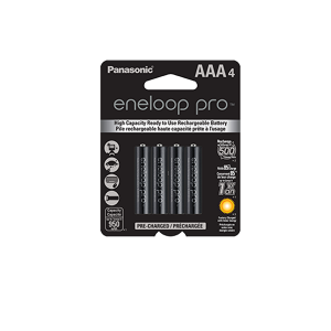 Panasonic BK-4HCCA4BA Eneloop Pro AAA High Capacity Ni-MH Pre-Charged Rechargeable Batteries 4 Pack