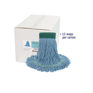 Boardwalk BWK502BLCT Super Loop Wet Mop Head Cotton Synthetic Fiber Medium Size Blue 12/Carton