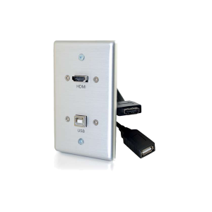 C2G 39874 HDMI and USB Pass Through Single Gang Wall Plate Brushed Aluminum