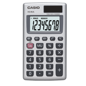 Casio HS8VA 8 Digit LCD Silver Handheld Calculator