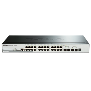 D-Link DGS-1510-28P 24-Port Gigabit Stackable Smart Managed PoE Switch with 2 SFP and 2 10GbE SFP+ ports, 193W PoE Budget