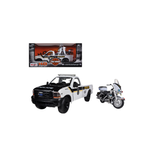 Maisto 32186bk/wh 1999 Ford F-350 Super Duty Pickup Truck 1/27 and 1/24 2004 Harley Davidson FLHTPI Electra Glide Police Motorcycle
