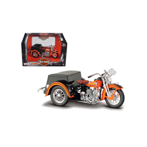 Maisto 32420/03179 1947 Harley Davidson Servi-Car Black with Orange HD Custom Motorcycle Model 1/18