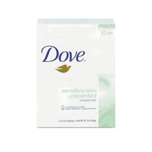 Diversey DVOCB613789 Dove Sensitive Skin Bath 4.5 oz Unscented 8 Bar Per Pack 9 Packs/Carton