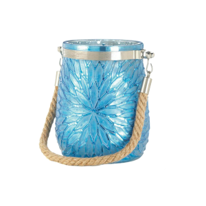 Gallery of Light 10017694 Flower Candle Holder with Rope Handle Blue