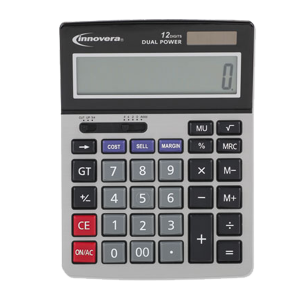 Innovera IVR15968 Dual Power 12 Digit LCD Display Profit Analyzer Calculator