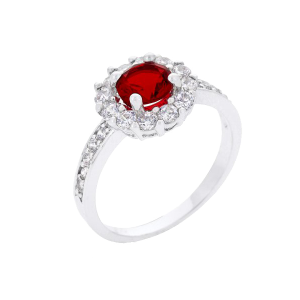 Icon Bijoux R08347R-C10-05 Ruby Red Halo Engagement Ring