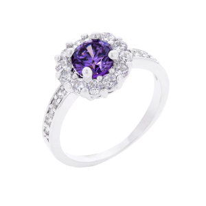 Icon Bijoux R08347R-C20-05 Purple Halo Engagement Ring