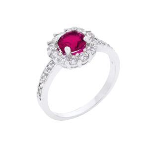 Icon Bijoux R08347R-C17-05 Bella Birthstone Engagement Ring In Pink