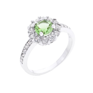 Icon Bijoux R08347R-C41-05 Bella Birthstone Engagement Ring In Green