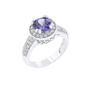 Icon Bijoux R08226R-C20-05 Dark Purple Halo Engagement Ring