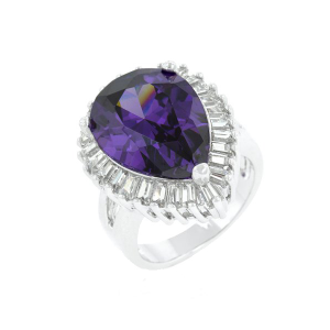 Icon Bijoux R08346R-C20-06 Cubic Zirconia Purple And Clear Cocktail Ring