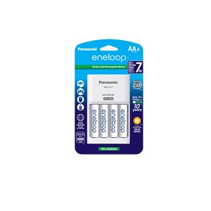 Panasonic K-KJ17MCA4BA Eneloop Rechargeable Batteries AA 4 Pack with Individual Charger