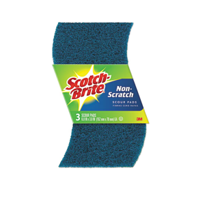 3M MMM62310 Scotch Brite Non Scratch Scour Pads Size 3 x 6 Blue 10/Carton