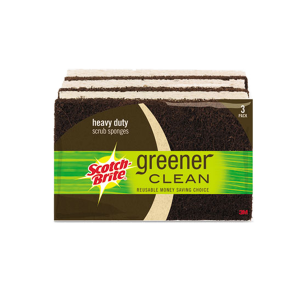 3M MMM87033 Scotch Brite Greener Clean Heavy Duty Scrub Sponge 2 7/10 x .75 x 4 3/5 Brown 3/Pack