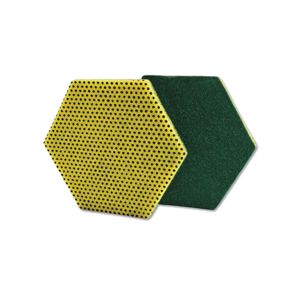 3M MMM96HEX Scotch Brite Dual Purpose Scour Pad 5" x 5" Green Yellow 15/Carton