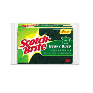 3M MMMHD3 Scotch Brite Heavy Duty Scrub Sponge 4 1/2 x 2 7/10 x 3/5 Green Yellow 3/Pack