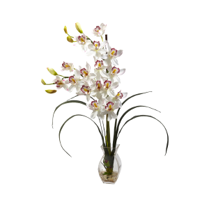 Nearly Natural 1293 Cymbidium Orchid With Vase Arrangement