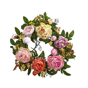 Nearly Naturals 4537 20 Inch Mixed Peony & Berry Wreath
