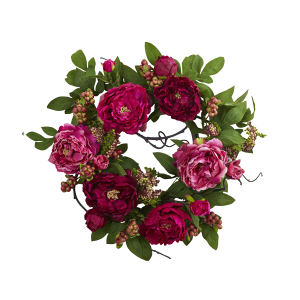 Nearly Naturals 4538 20 Inch Peony & Berry Wreath