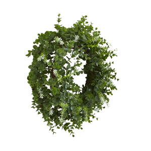 Nearly Naturals 4541 18 Inch Eucalyptus Double Ring Wreath W/Twig Base