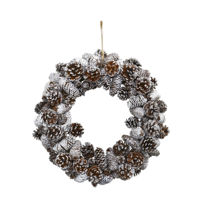 Nearly Naturals 4553 Snowy Pine Cone Wreath