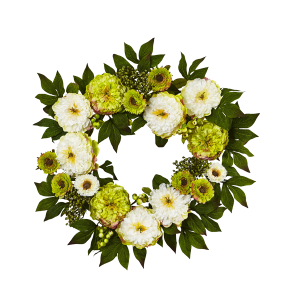 Nearly Naturals 4579 24 Inch Peony Mum Wreath