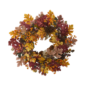 Nearly Natural 4598 24 Inch Oak Leaf, Acorn & Pine Wreath