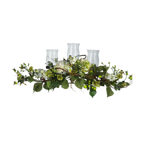 Nearly Natural 4634-CR Hydrangea Triple Candleabrum Centerpiece