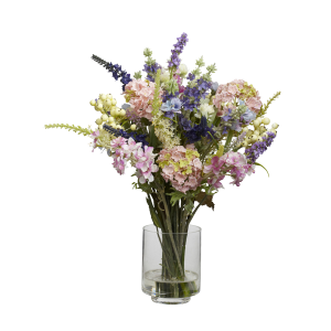 Nearly Natural 4760 Lavender & Hydrangea Silk Flower Arrangement