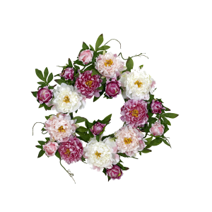 Nearly Natural 4788 22 Inch Peony Wreath