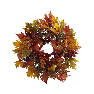 Nearly Natural 4810 24 Inch Maple And Berry Wreath