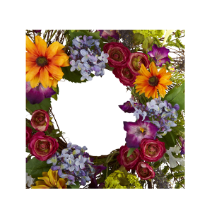 Nearly Natural 4821 24 Inch Spring Garden Wreath W/Twig Base