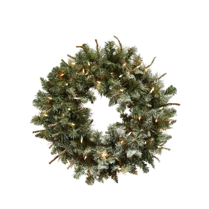 Nearly Natural 4861 30 Inch Lighted Frosted Pine Wreath