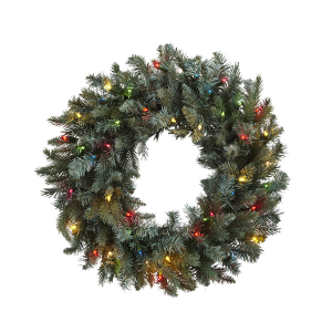 Nearly Natural 4862 30 Inch Pine Wreath With Colored Lights